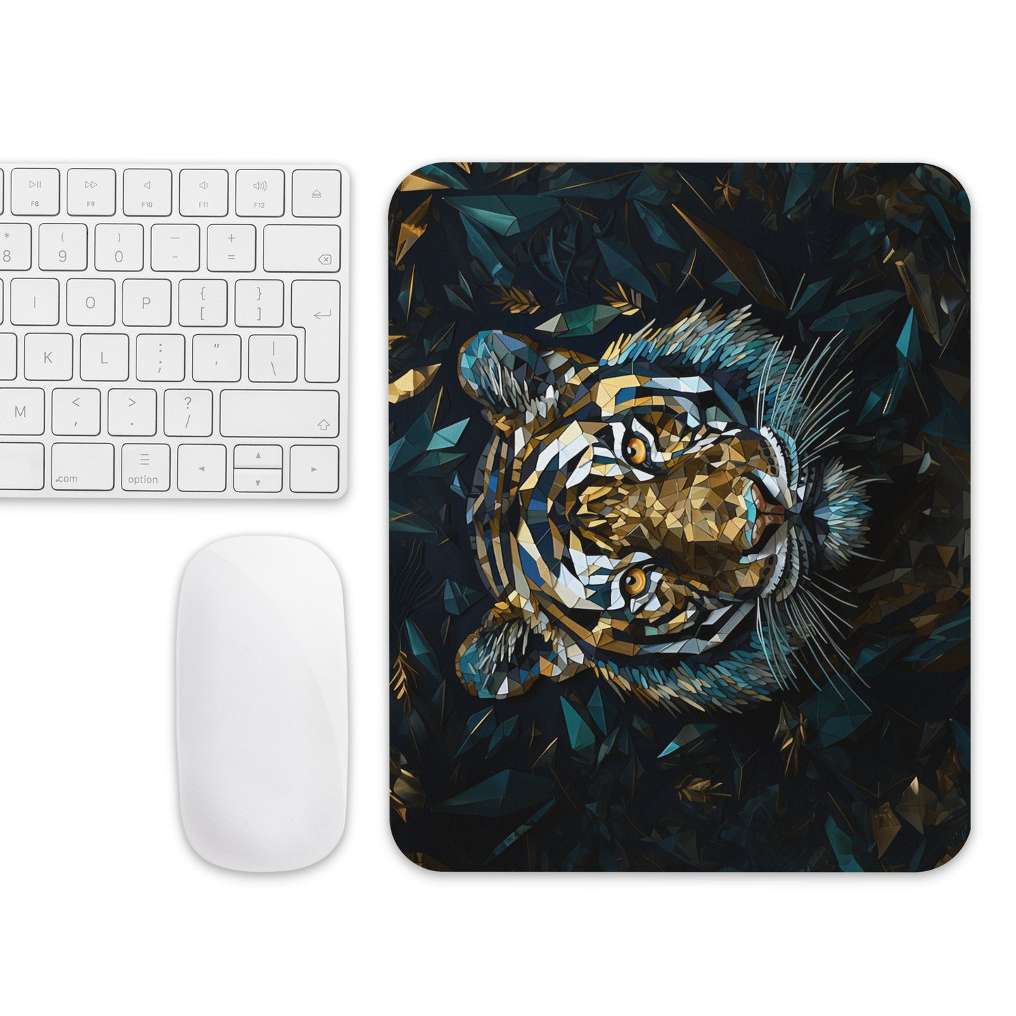 Blue Gold Tiger Mouse Pad