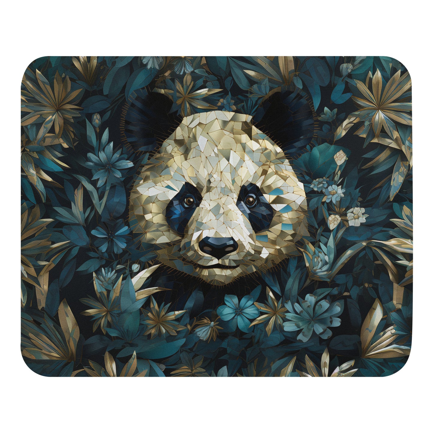 Blue Gold Panda Mouse Pad