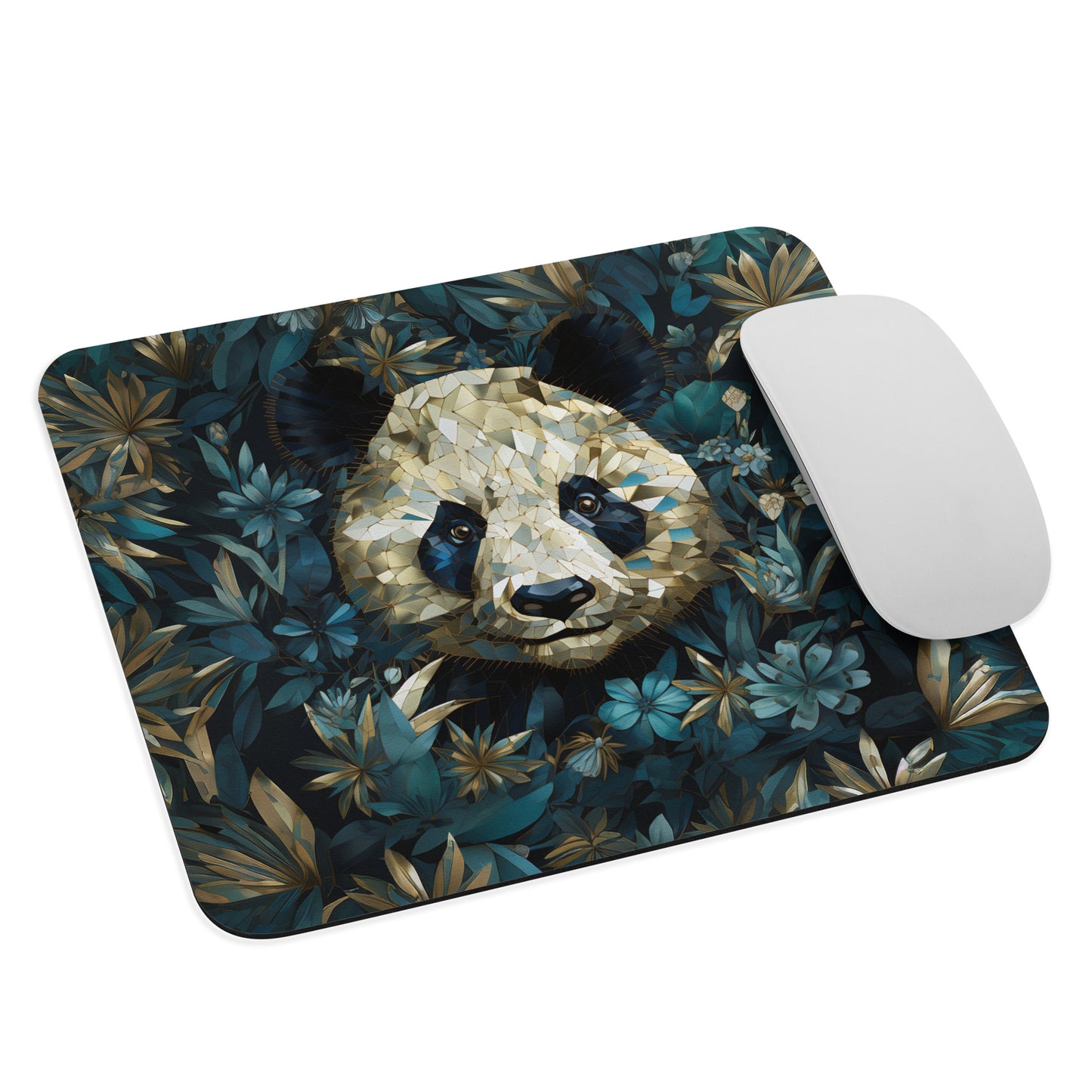 Blue Gold Panda Mouse Pad