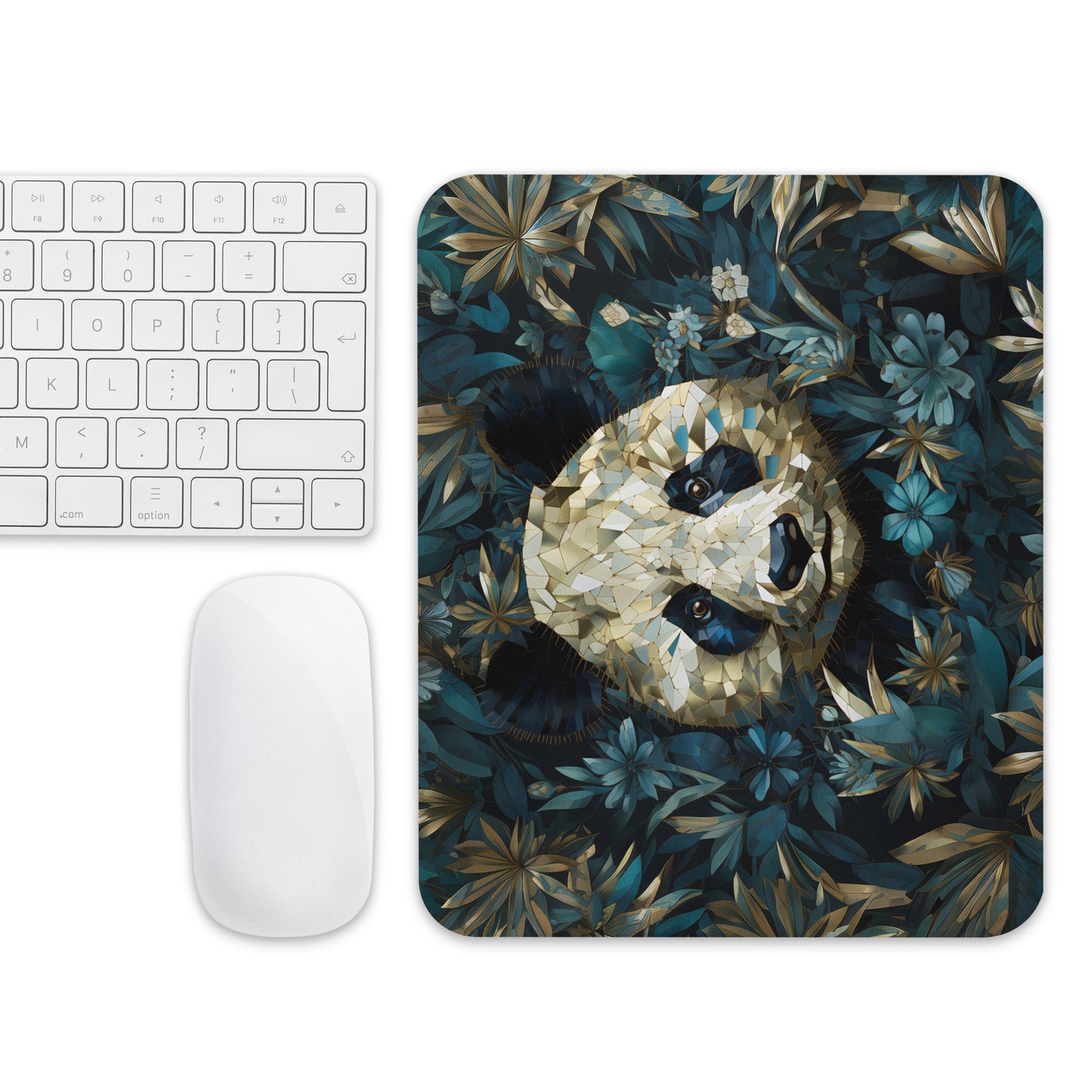 Blue Gold Panda Mouse Pad