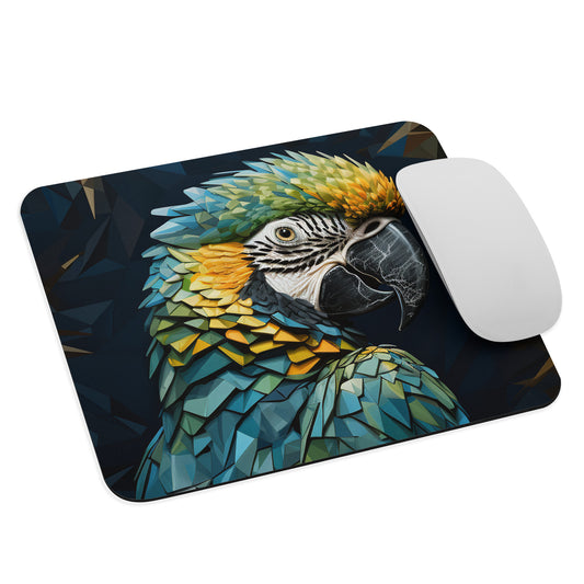 Blue Gold Parrot Mouse Pad