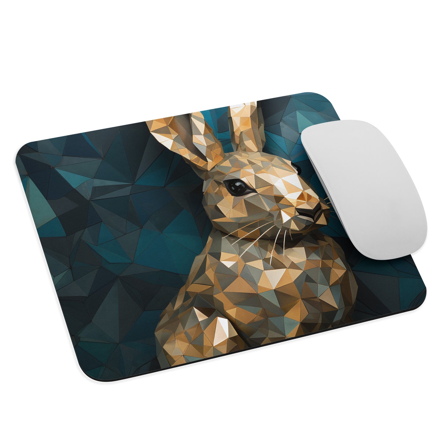 Blue Gold Rabbit Mouse Pad