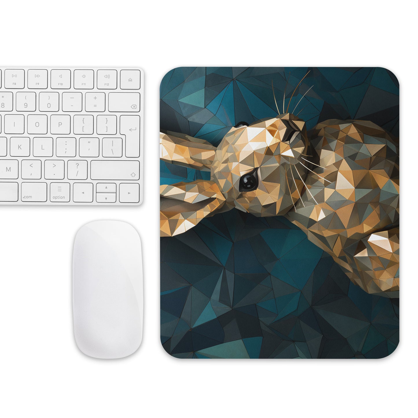 Blue Gold Rabbit Mouse Pad