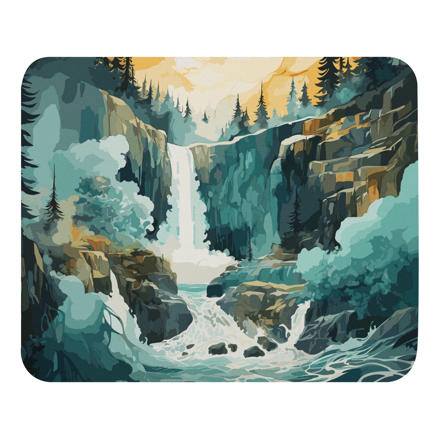 Roaring Forest Waterfall Mouse Pad