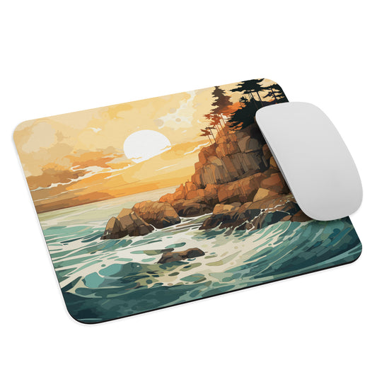 Ocean Rocks Sunset Mouse Pad