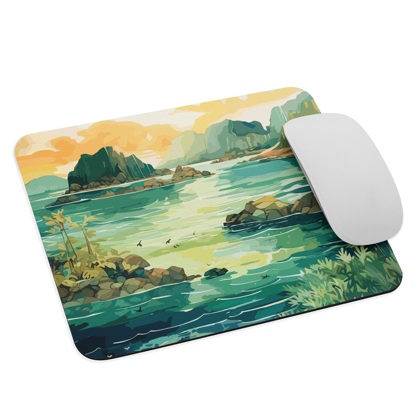 Tropical Island Rocks Mouse Pad