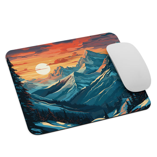 Snowy Mountain Sunset Mouse Pad