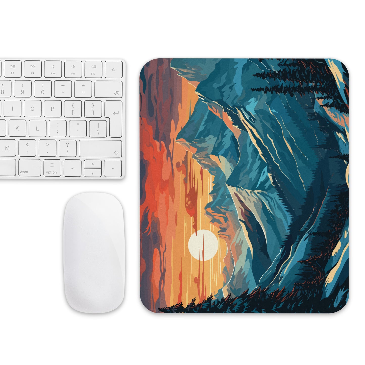 Snowy Mountain Sunset Mouse Pad