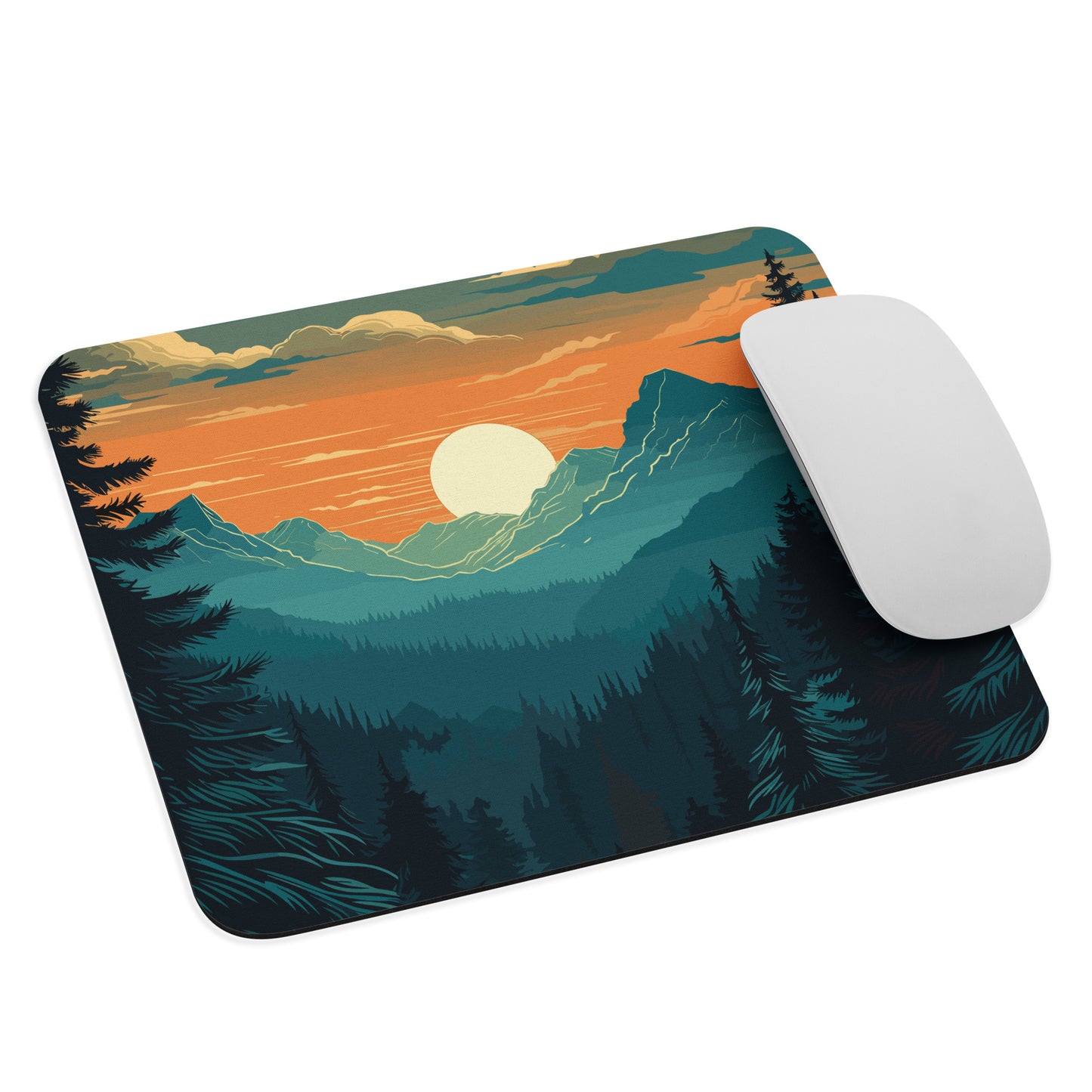 Forest Skyline Sunset Mouse Pad