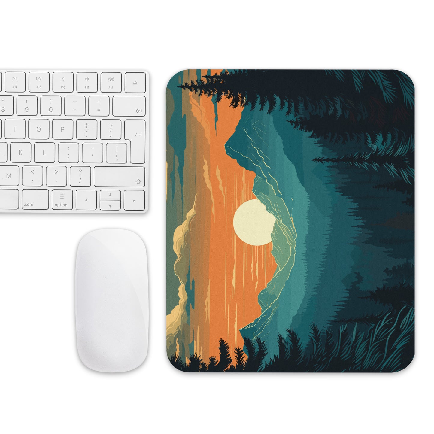 Forest Skyline Sunset Mouse Pad