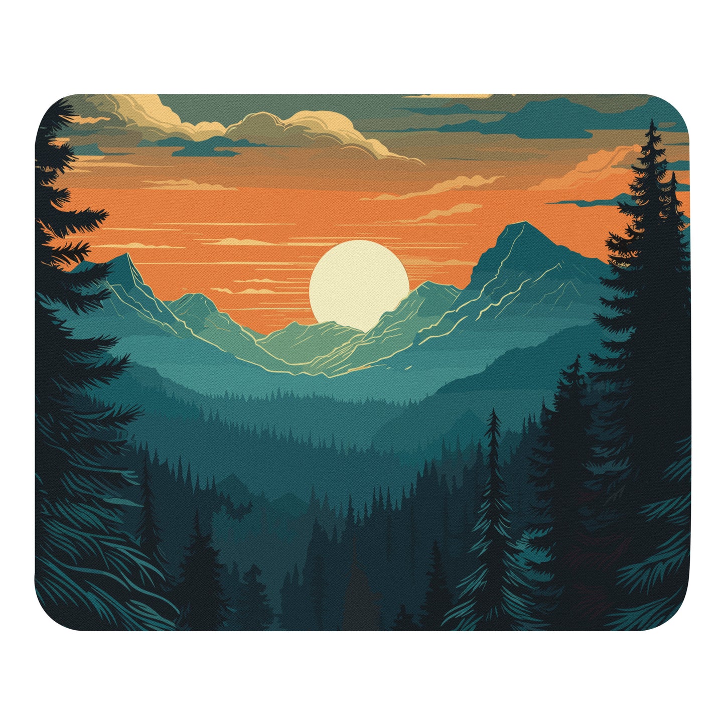 Forest Skyline Sunset Mouse Pad