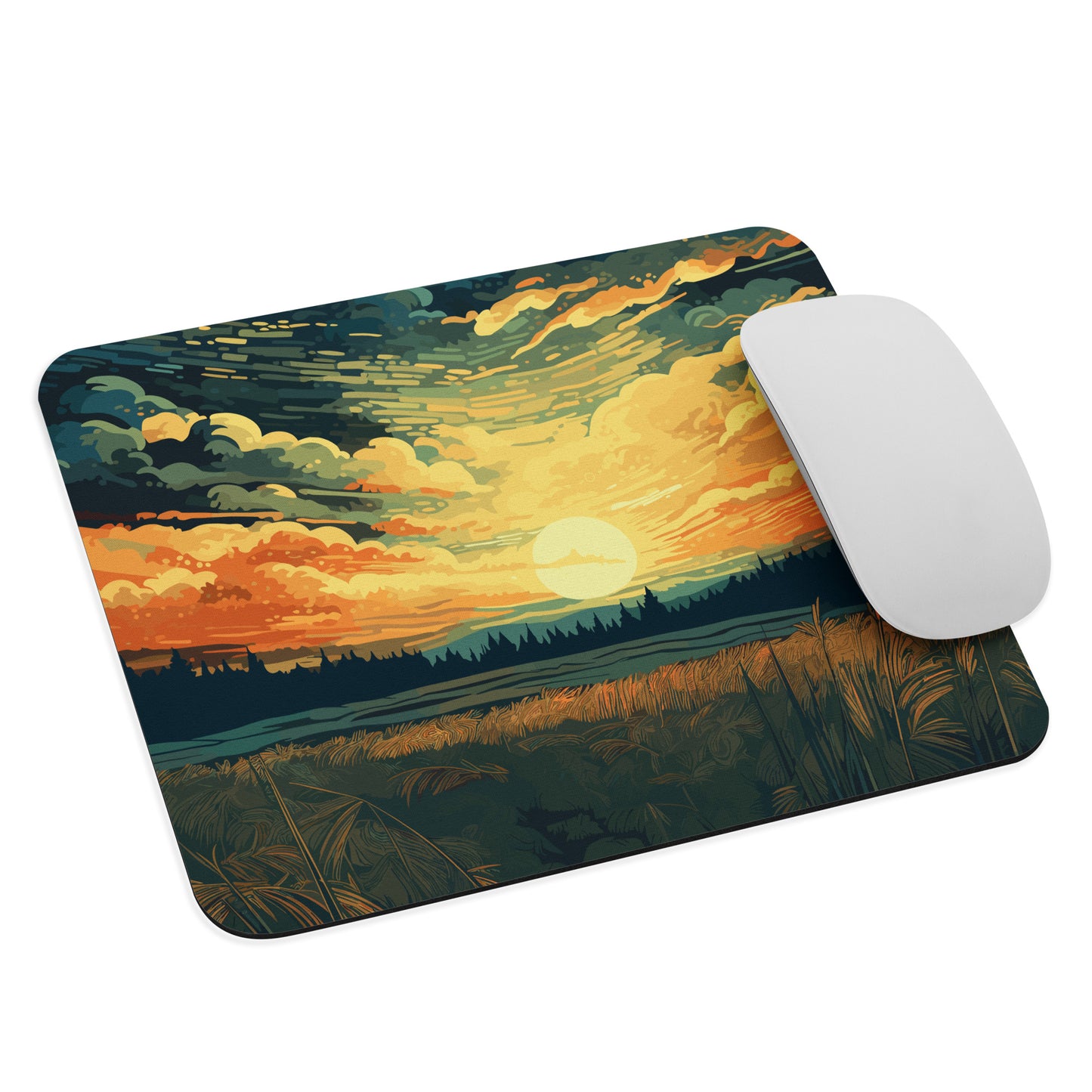 Crop Field Sunset Mouse Pad