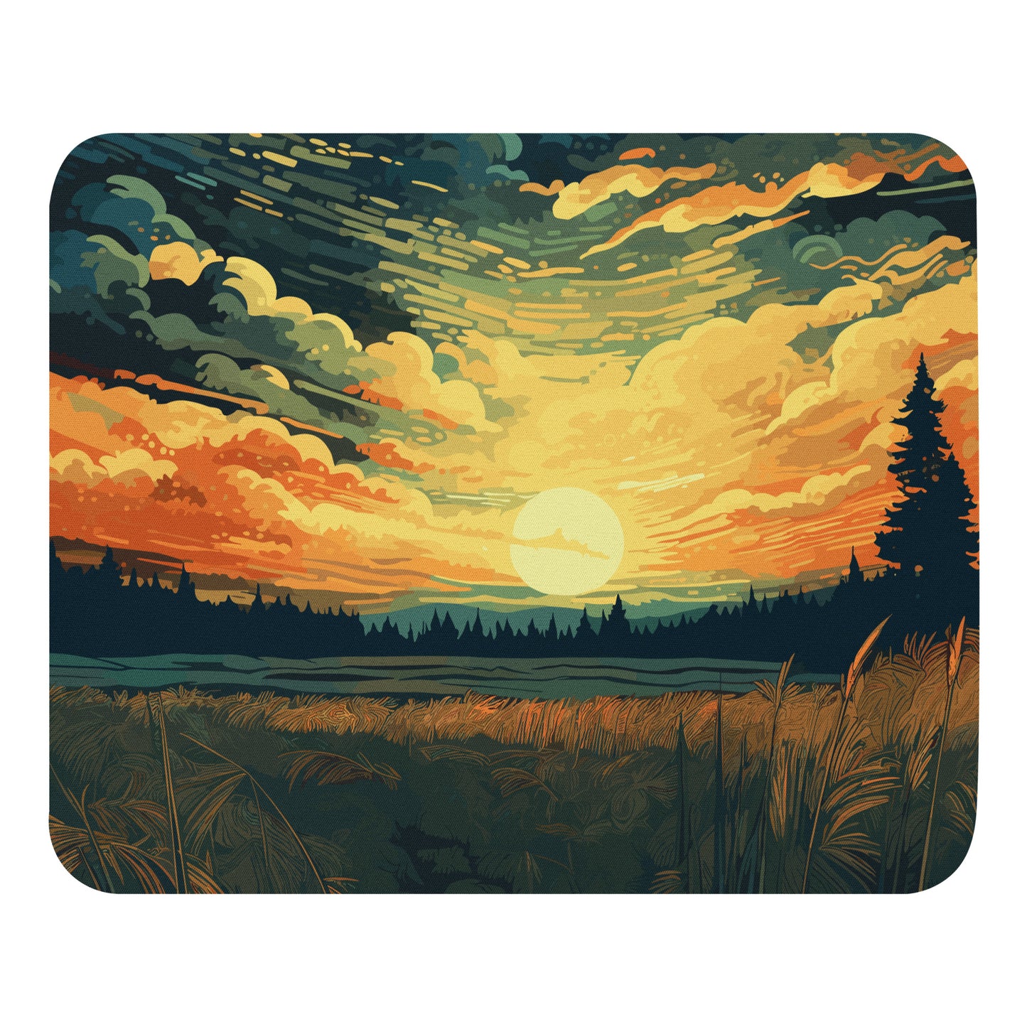 Crop Field Sunset Mouse Pad