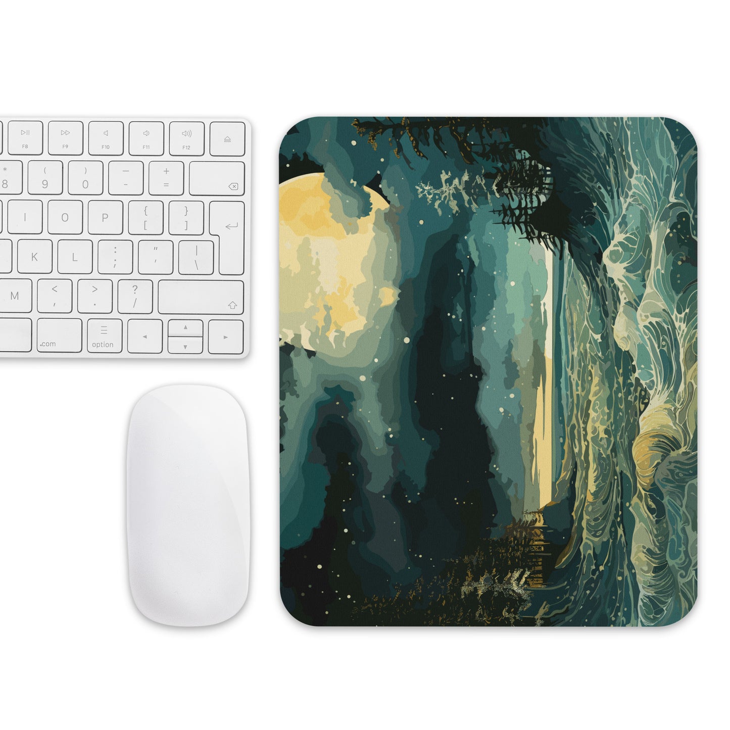 Nighttime Sea Moon Mouse Pad