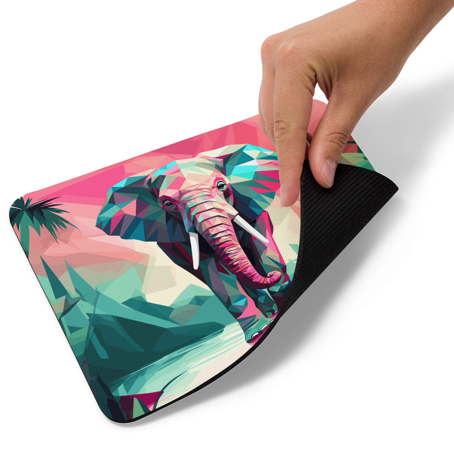 Green and Pink Elephant Mouse Pad