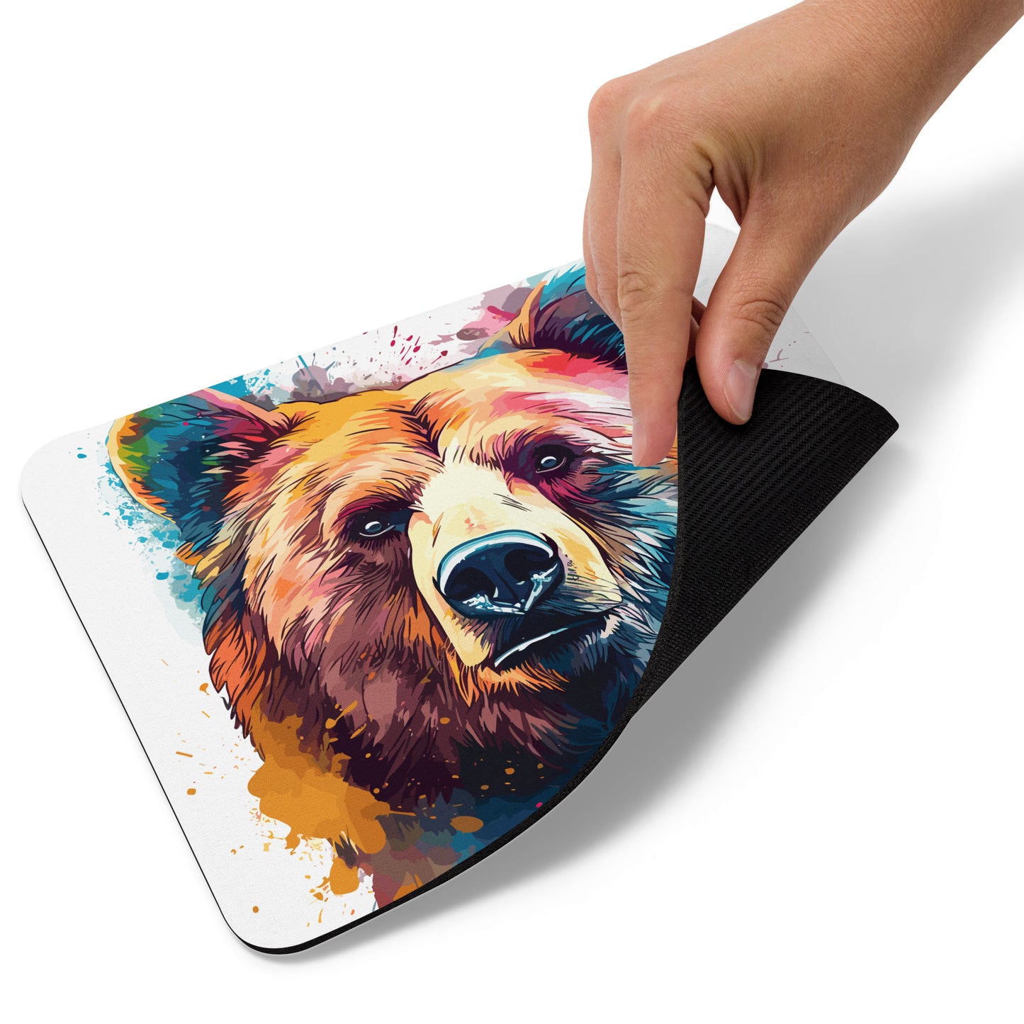 Rainbow Paint Bear Mouse Pad