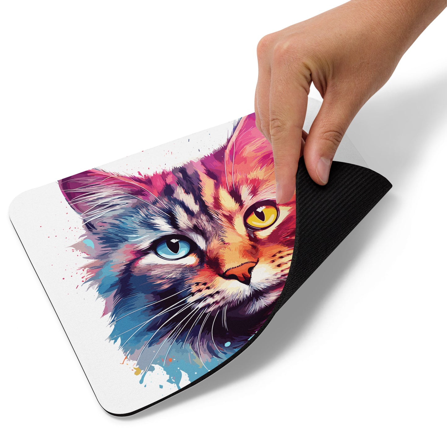 Rainbow Paint Cat Mouse Pad