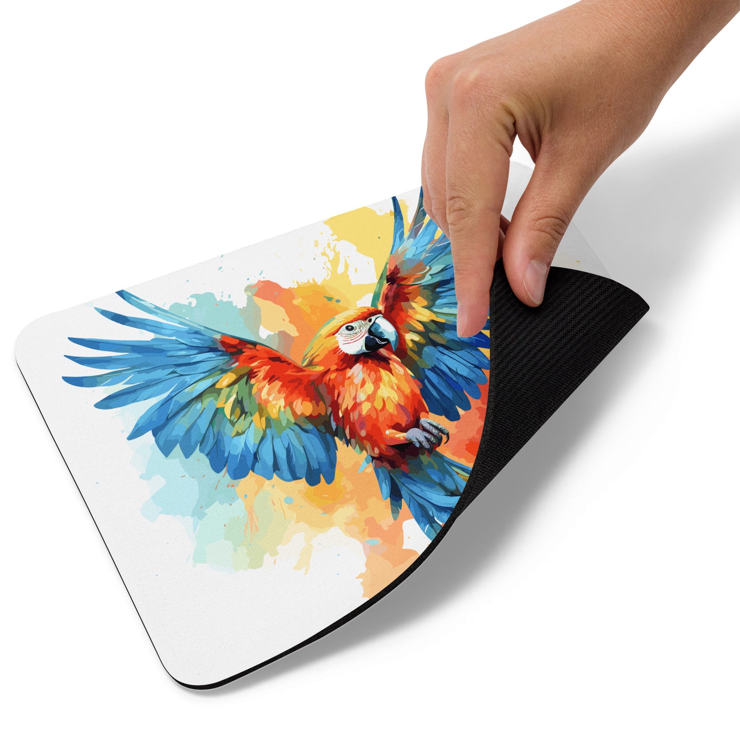 Rainbow Paint Parrot Mouse Pad