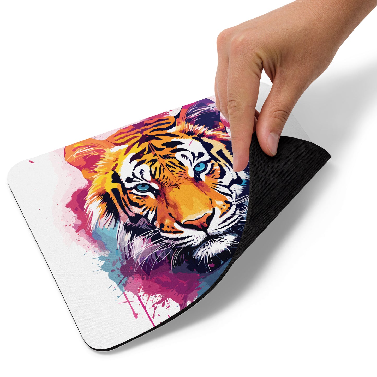 Rainbow Paint Tiger Mouse Pad