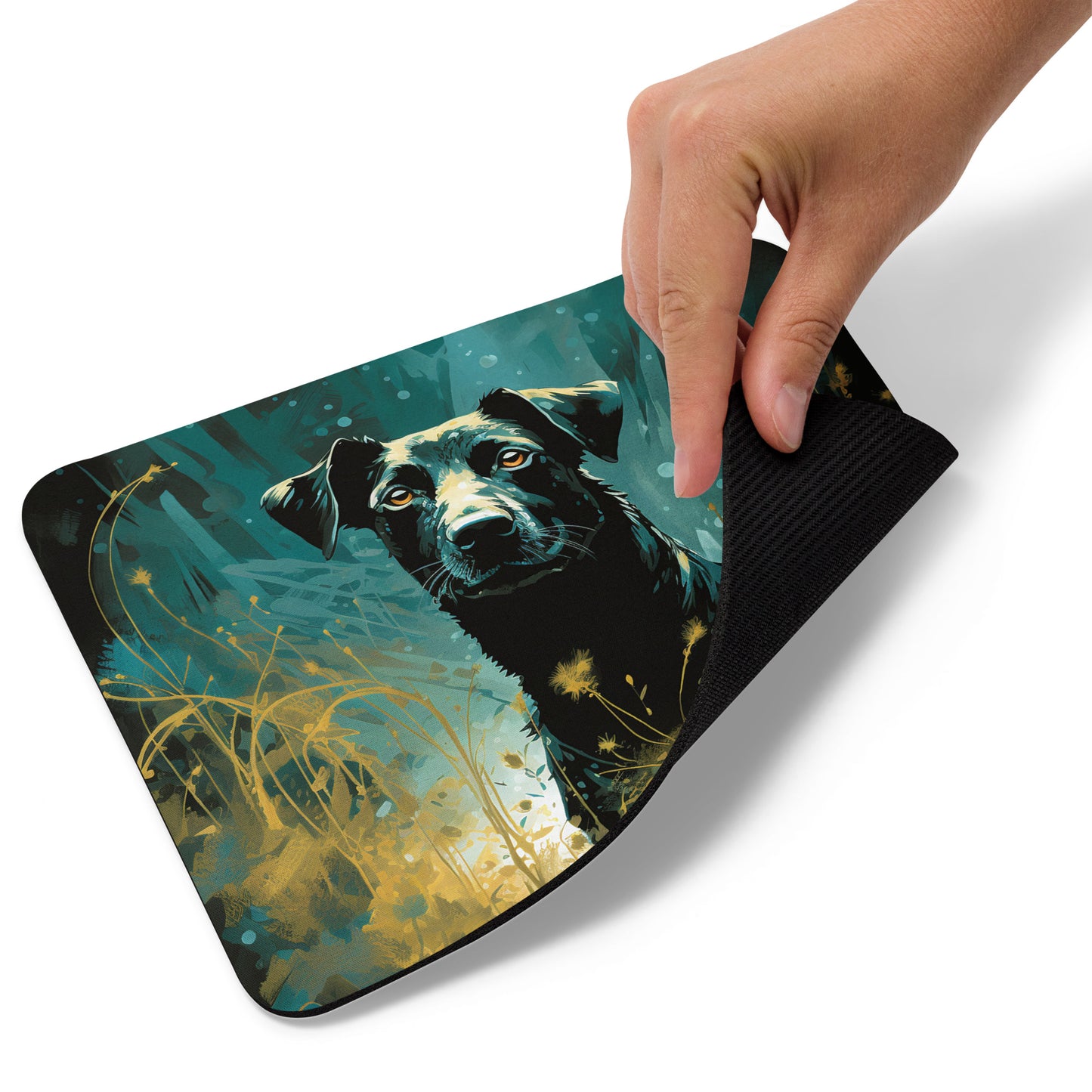 Dark Turquoise Dog Mouse Pad