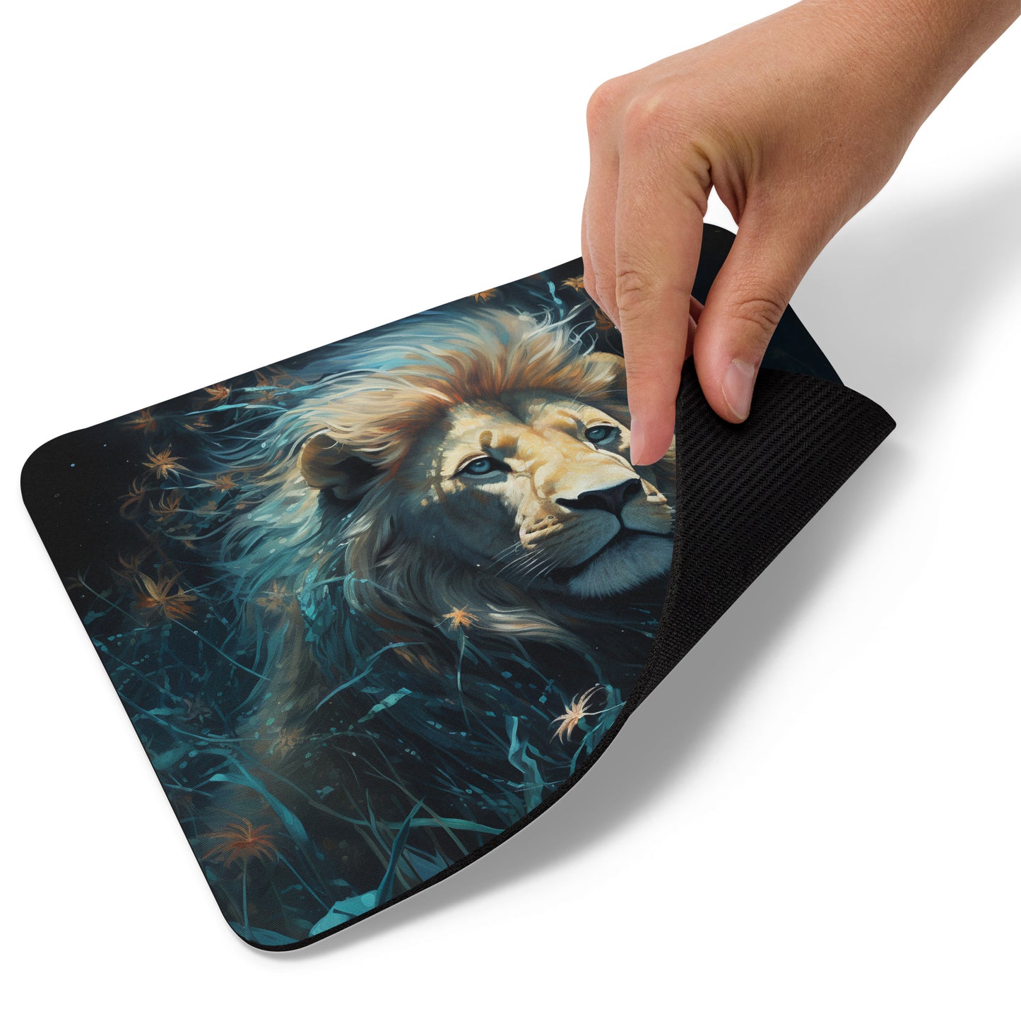 Dark Turquoise Lion Mouse Pad