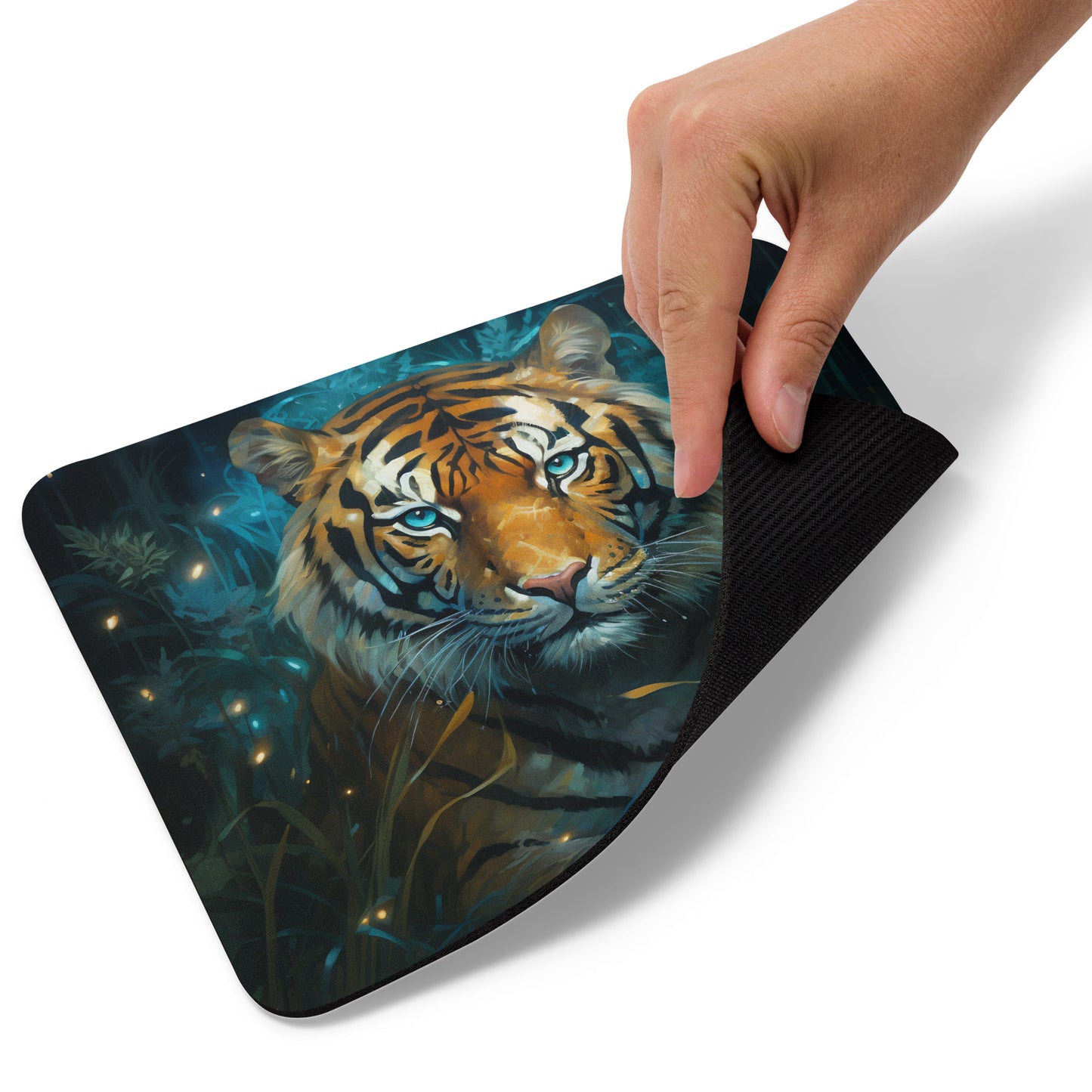 Dark Turquoise Tiger Mouse Pad