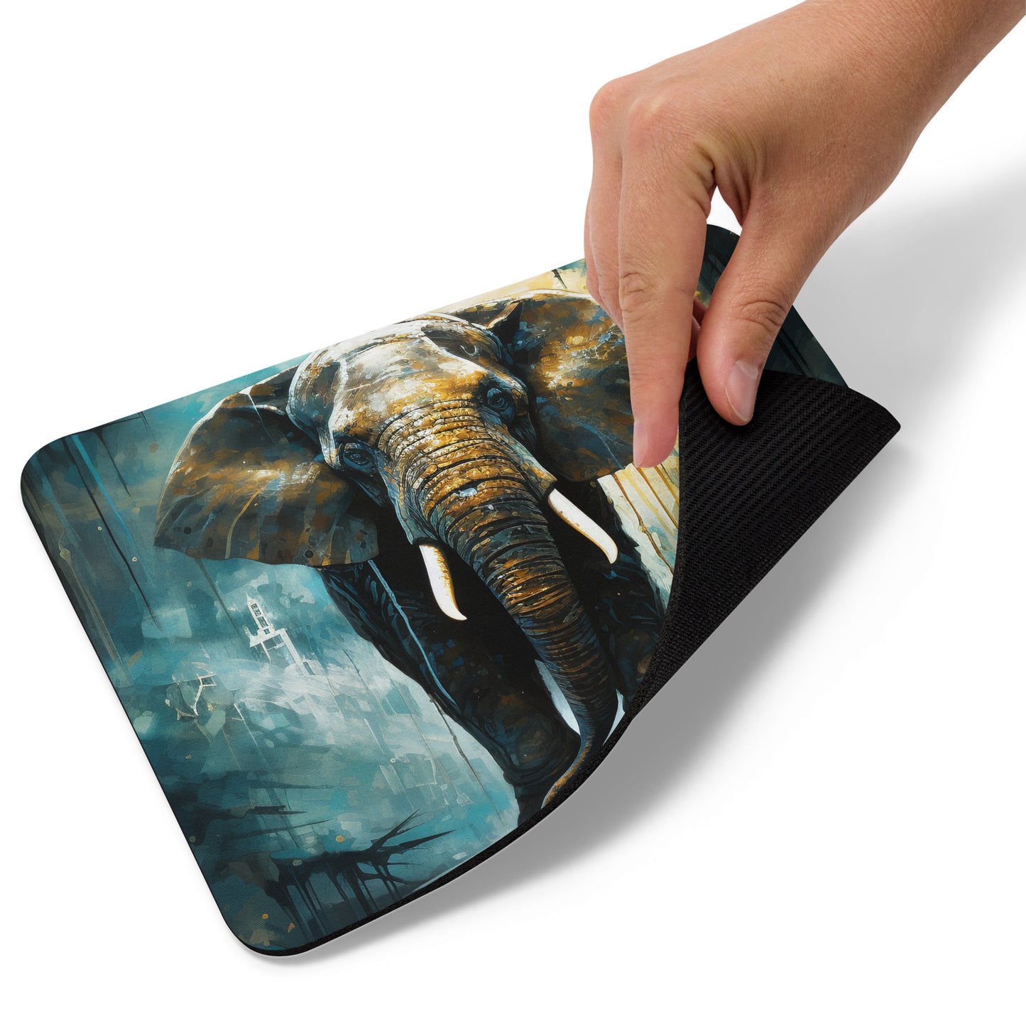 Dark Turquoise Elephant Mouse Pad