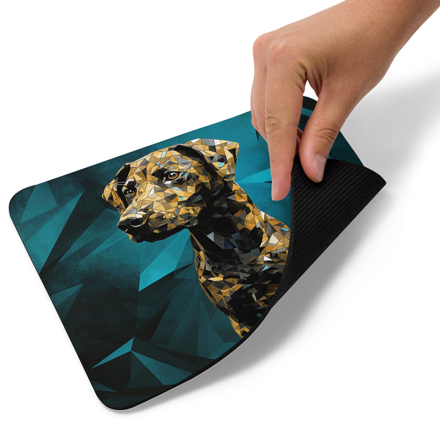 Blue Gold Dog Mouse Pad