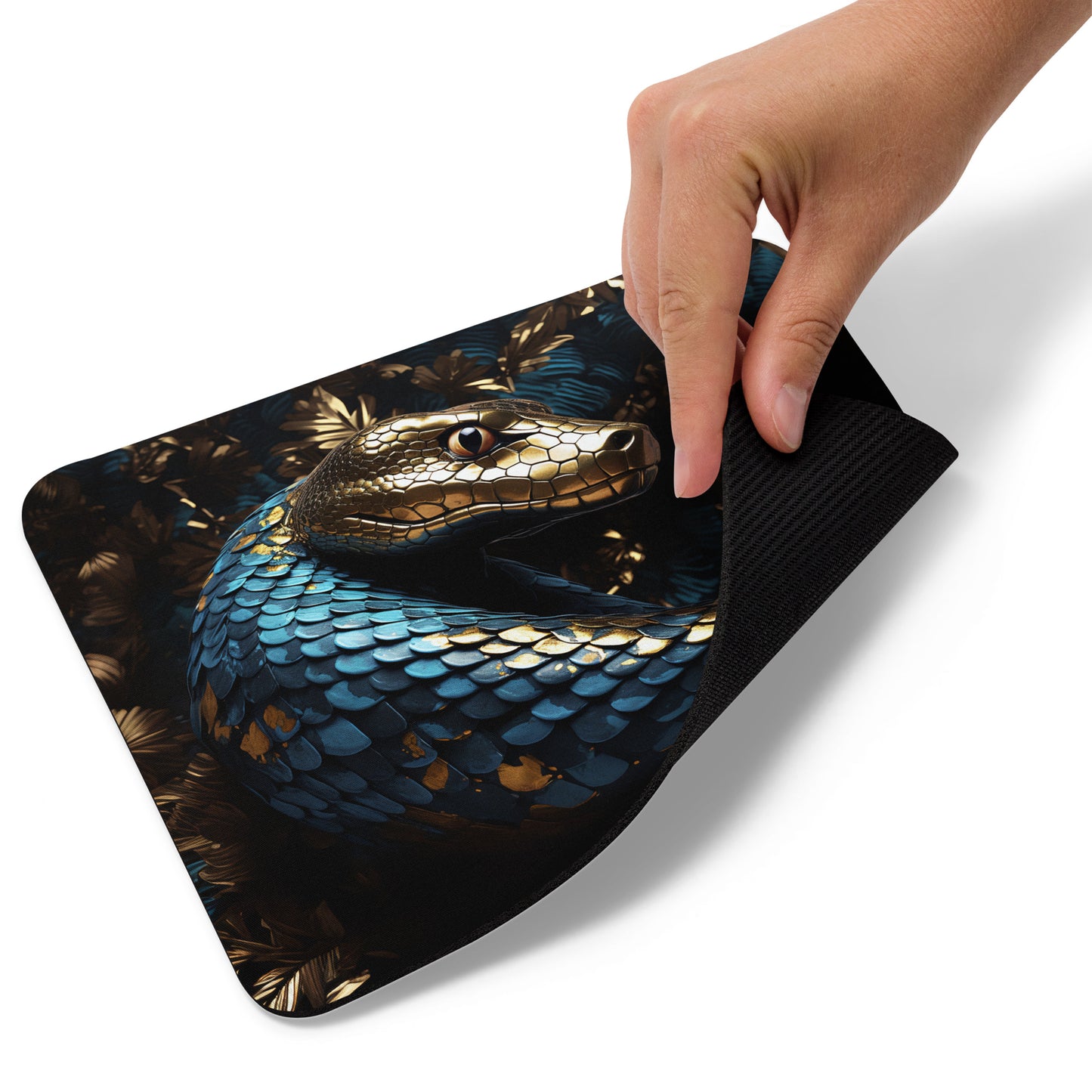 Blue Gold Snake Mouse Pad