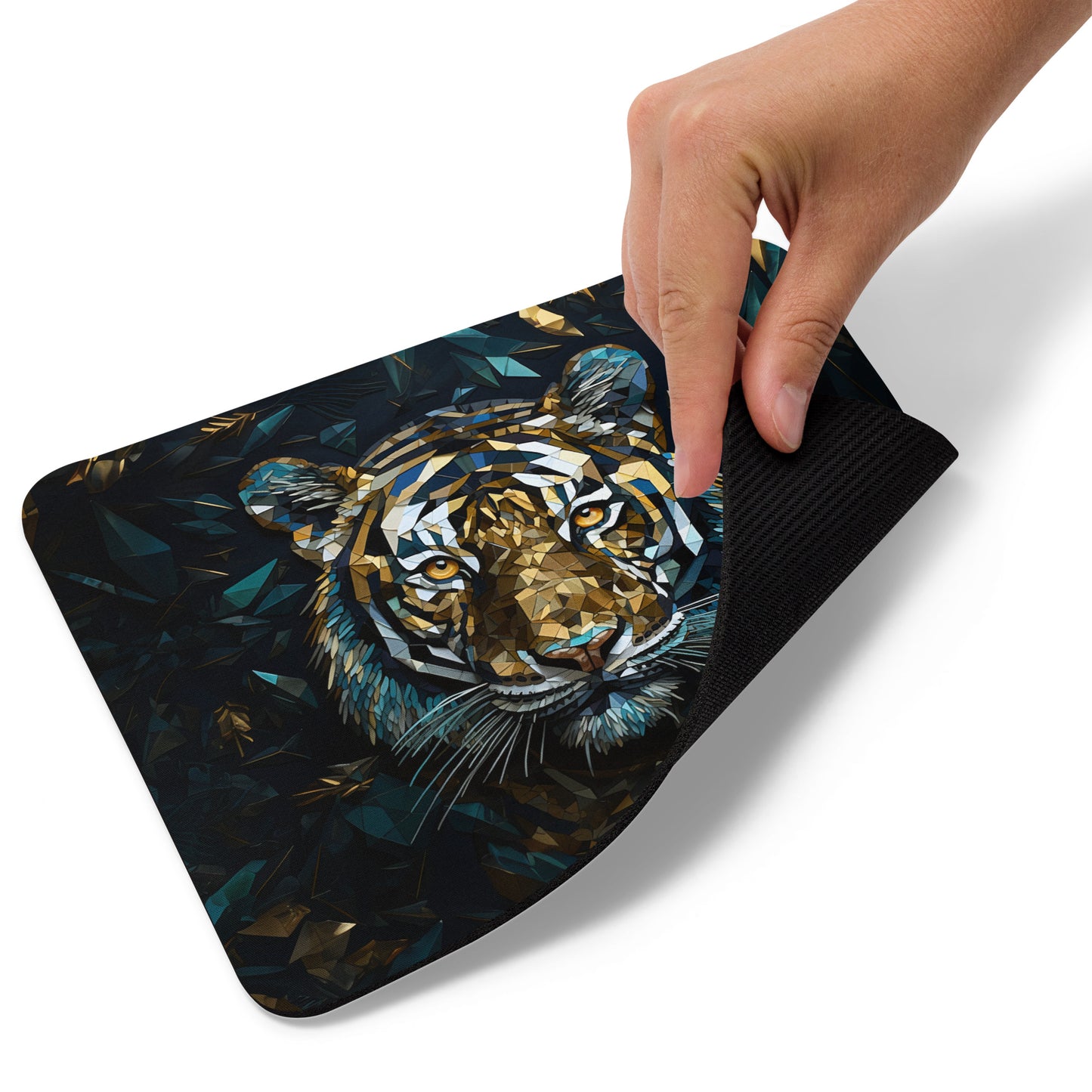 Blue Gold Tiger Mouse Pad