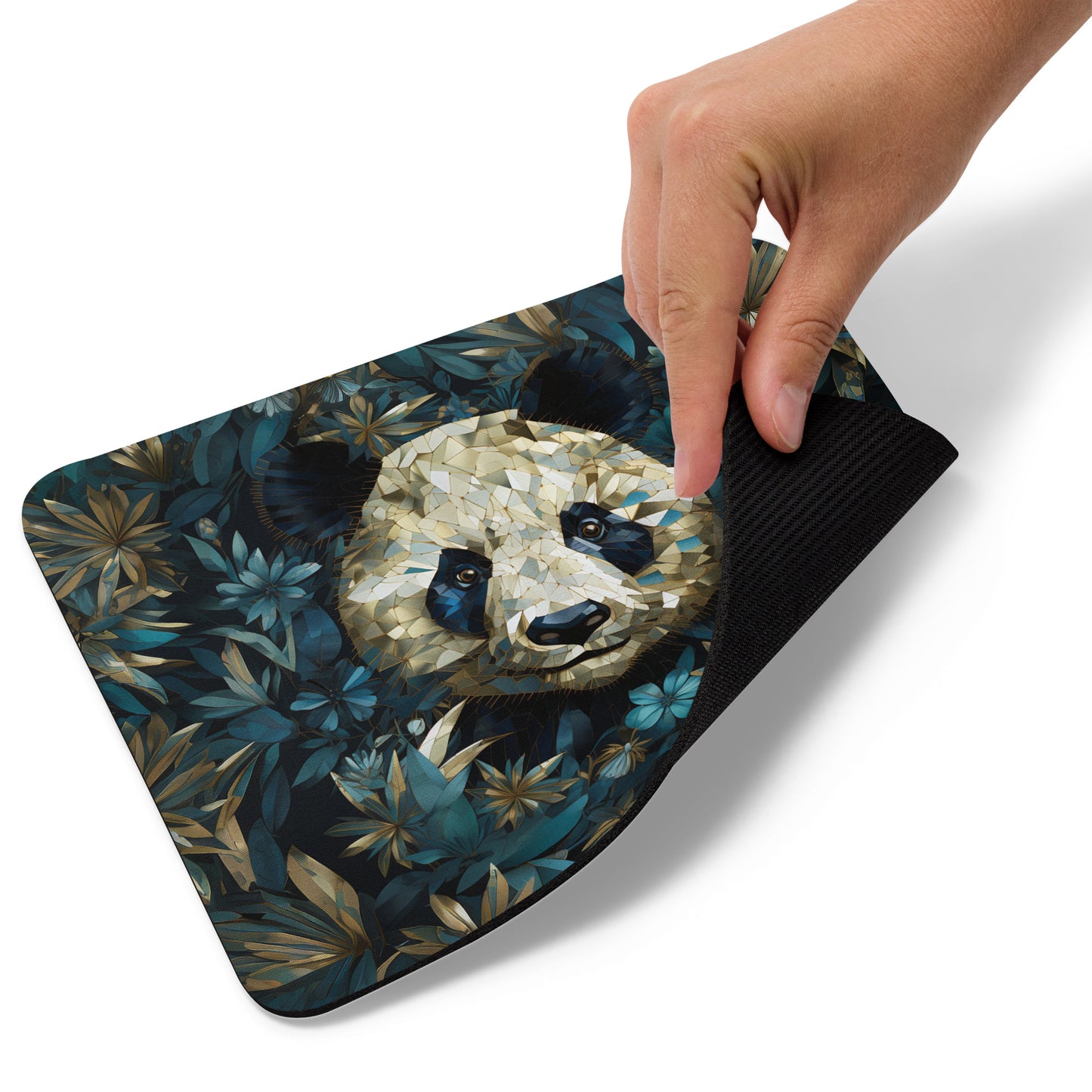 Blue Gold Panda Mouse Pad