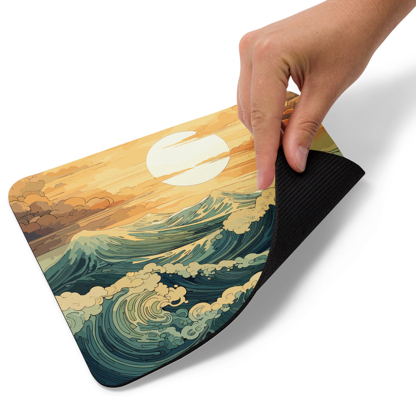 Wavy Sea Sunset Mouse Pad