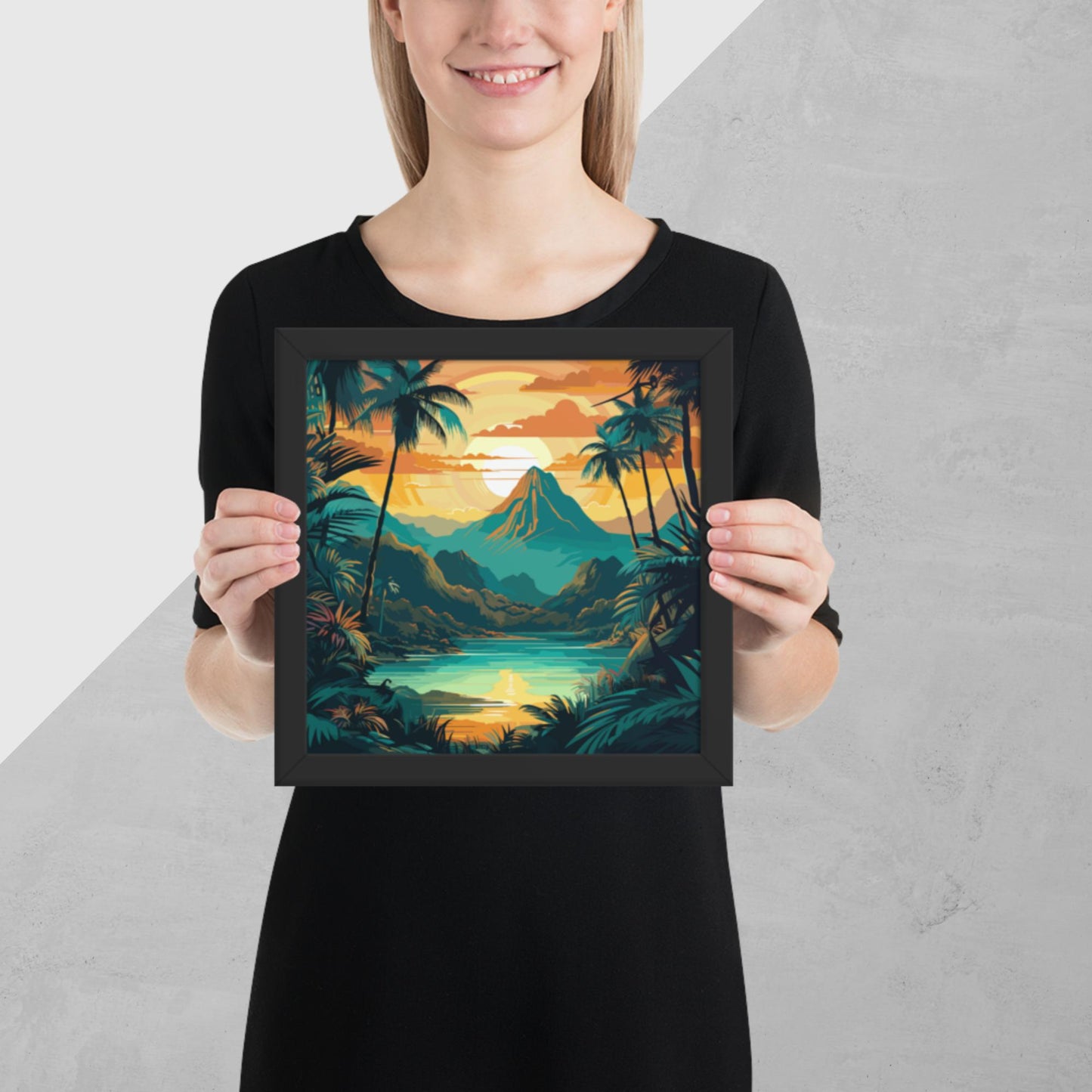 Rainforest Mountain Sunset Framed Poster