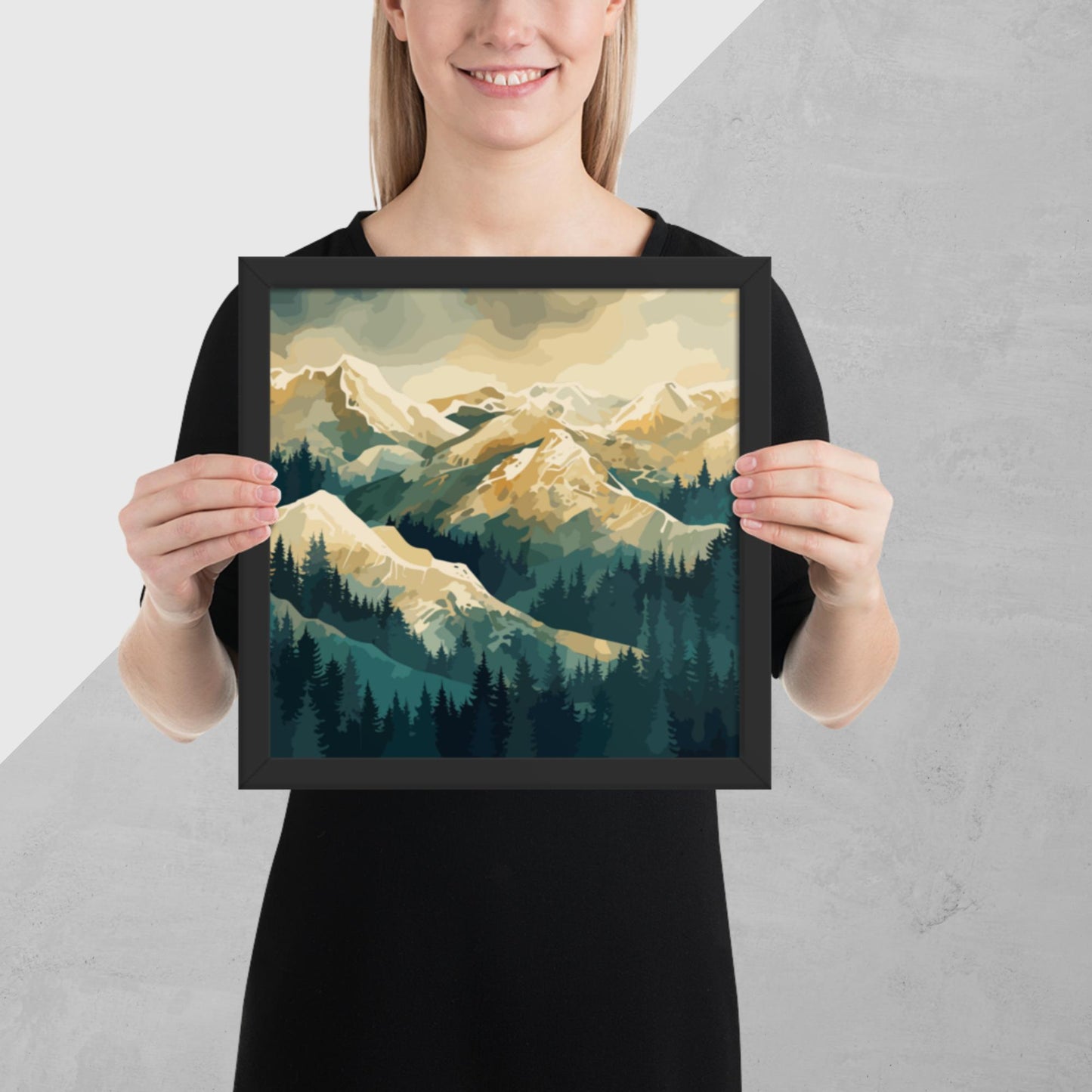 Winter Forest Mountains Framed Poster