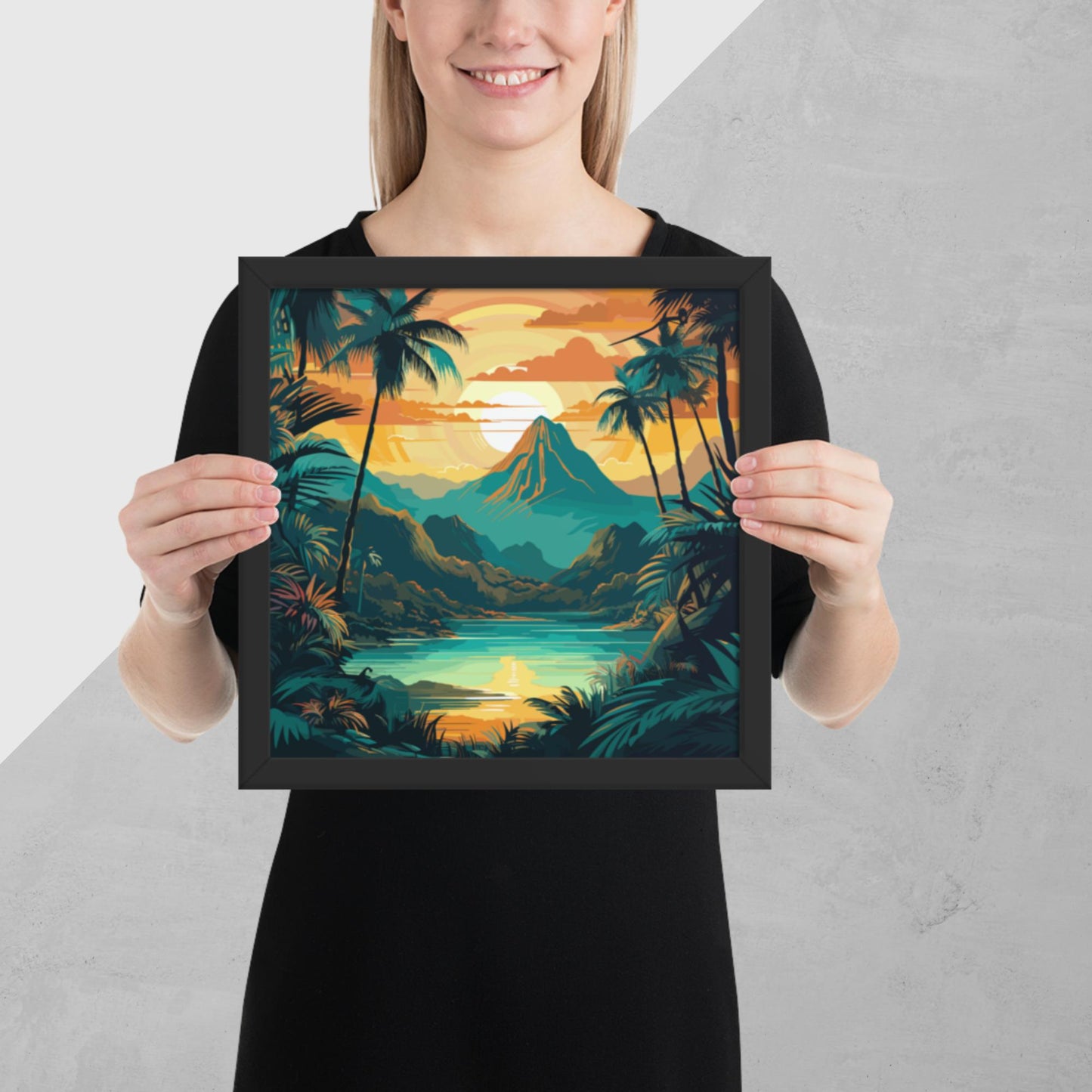 Rainforest Mountain Sunset Framed Poster