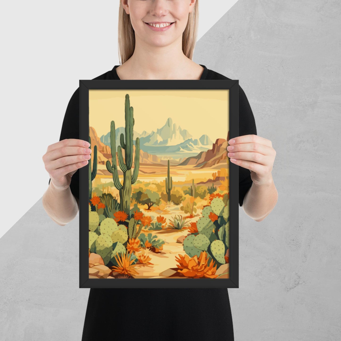 Mountainous Desert Life Framed Poster