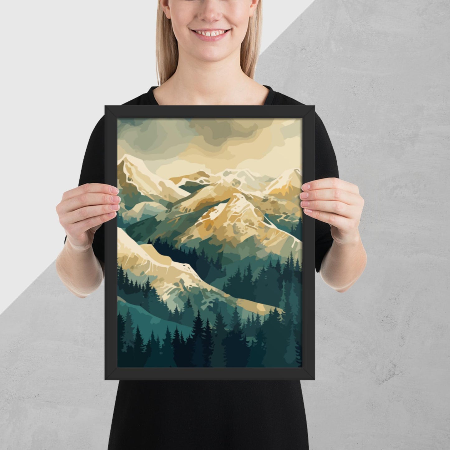 Winter Forest Mountains Framed Poster