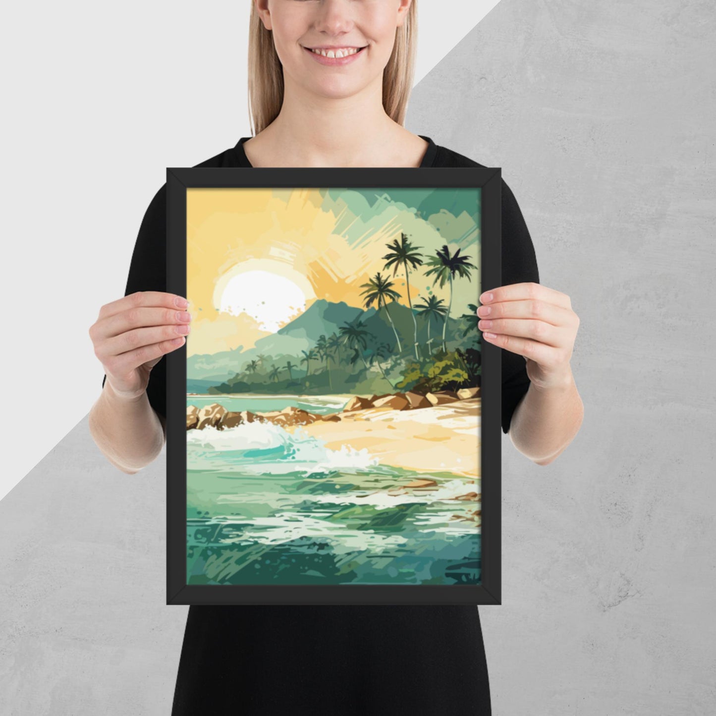 Tropical Island Beach Framed Poster