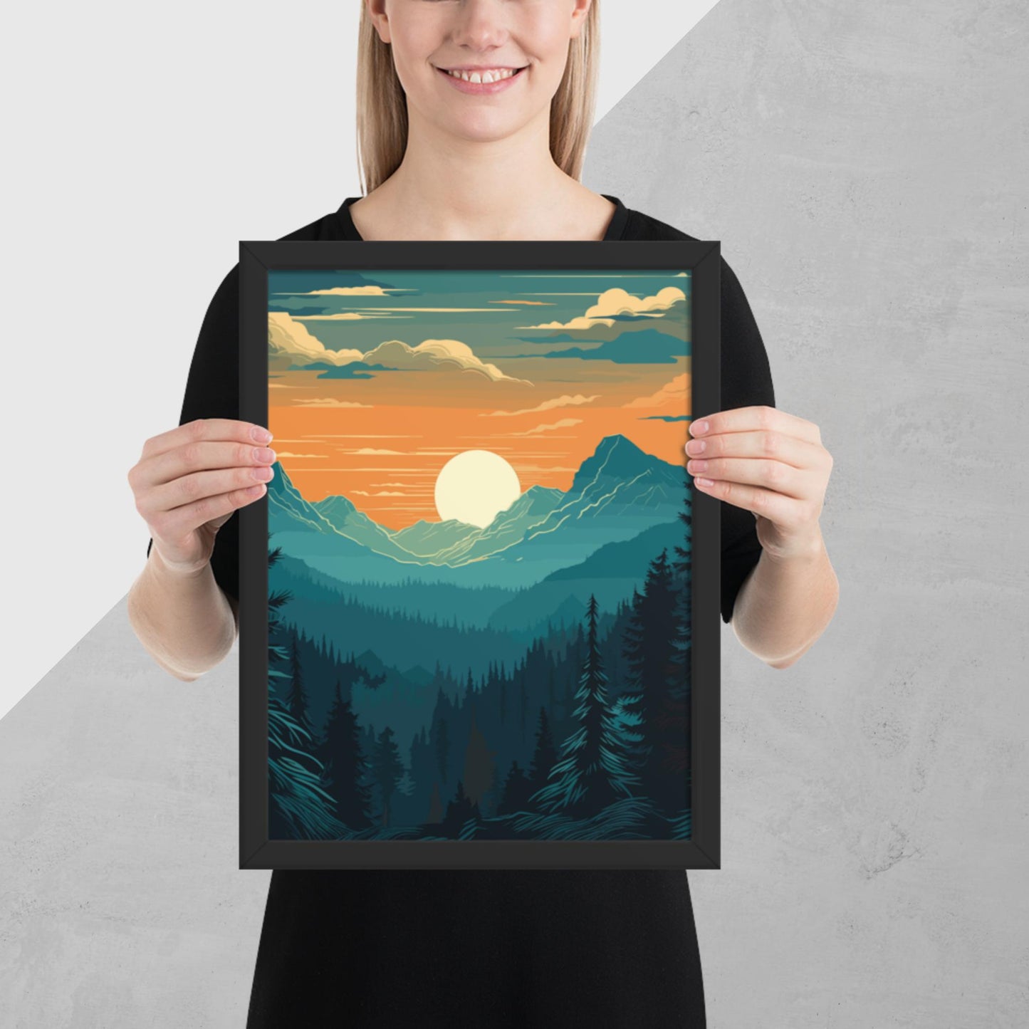 Forest Skyline Sunset Framed Poster