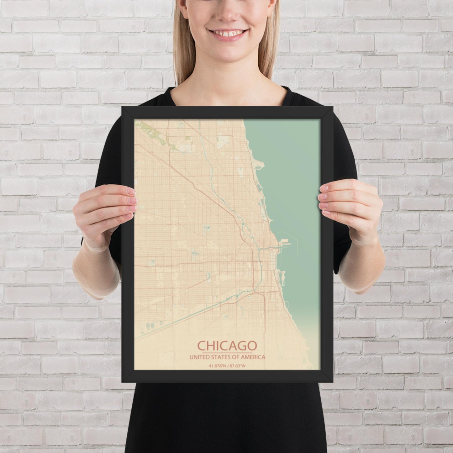 Chicago Vintage Style Framed Map