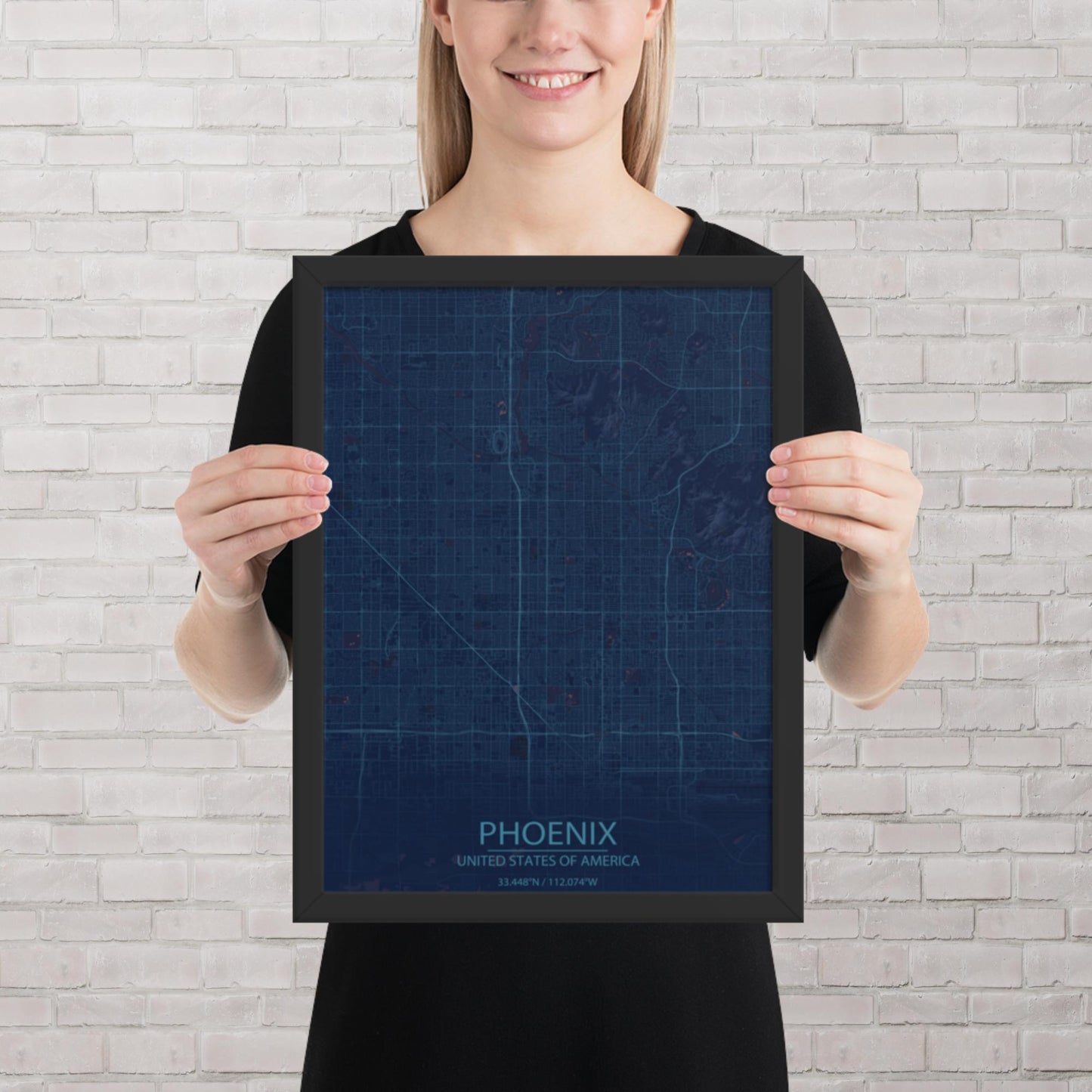 Phoenix Blue and Purple Framed Map