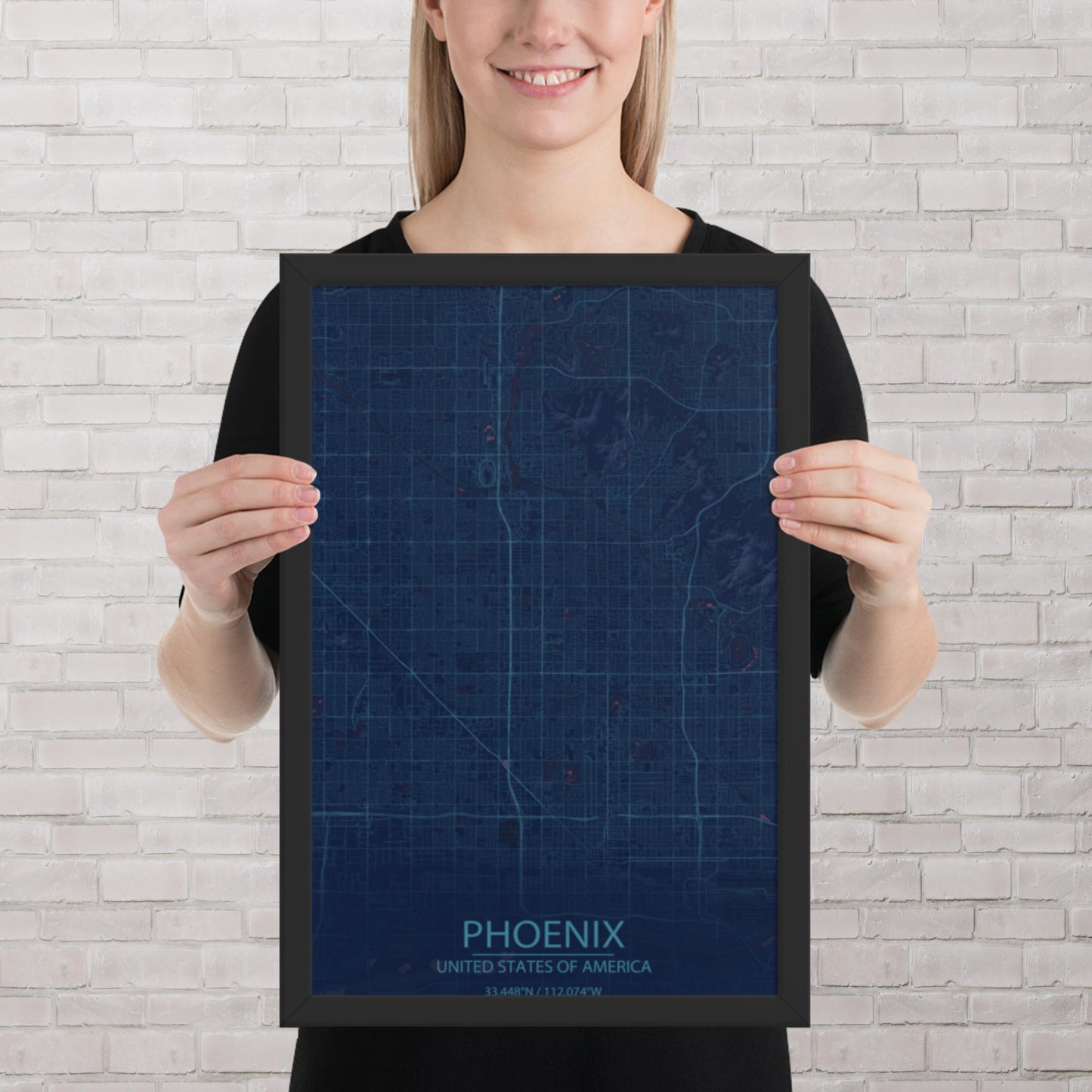 Phoenix Blue and Purple Framed Map