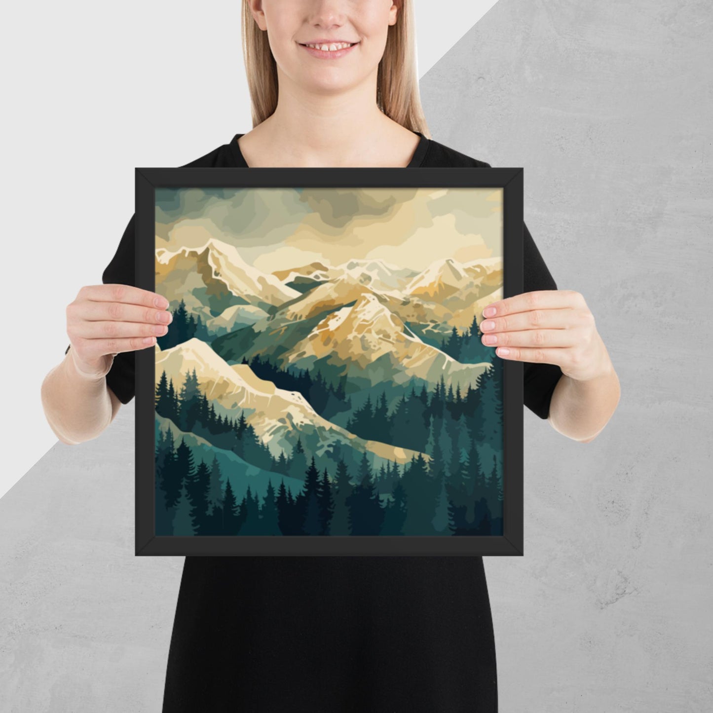 Winter Forest Mountains Framed Poster