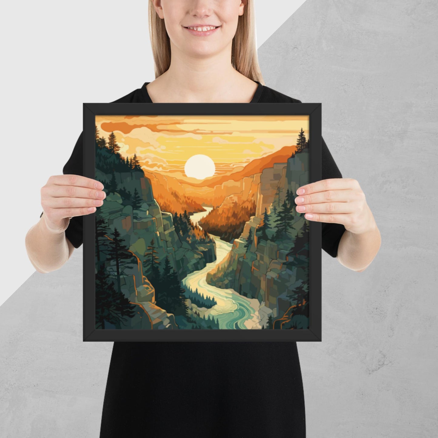 Canyon River Sunset Framed Poster