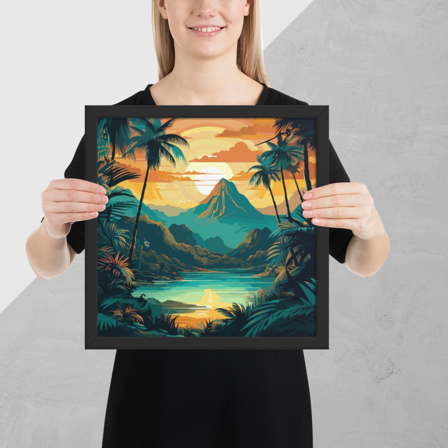 Rainforest Mountain Sunset Framed Poster