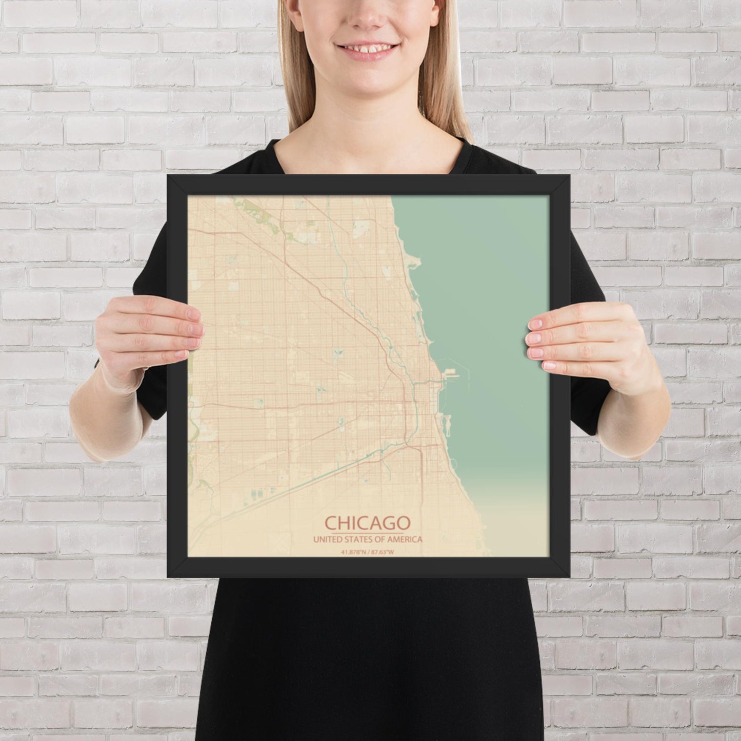 Chicago Vintage Style Framed Map