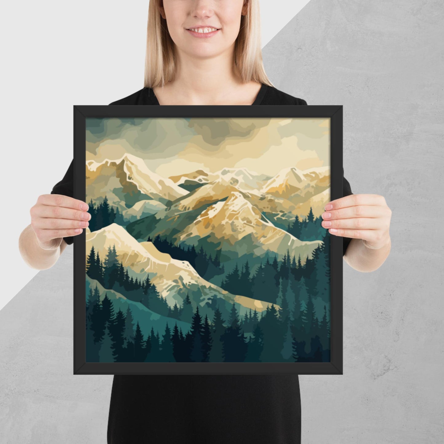 Winter Forest Mountains Framed Poster