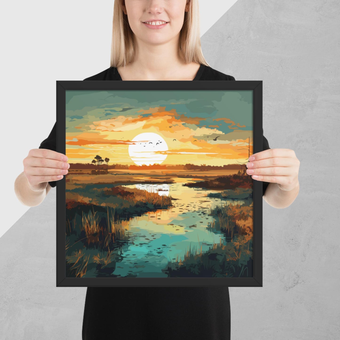 Marshland Sunset Framed Poster