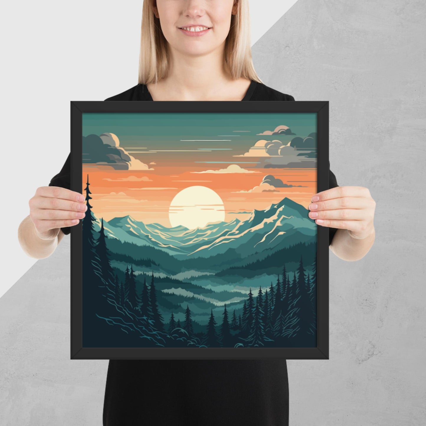 Forest Mountain Landscape Framed Poster