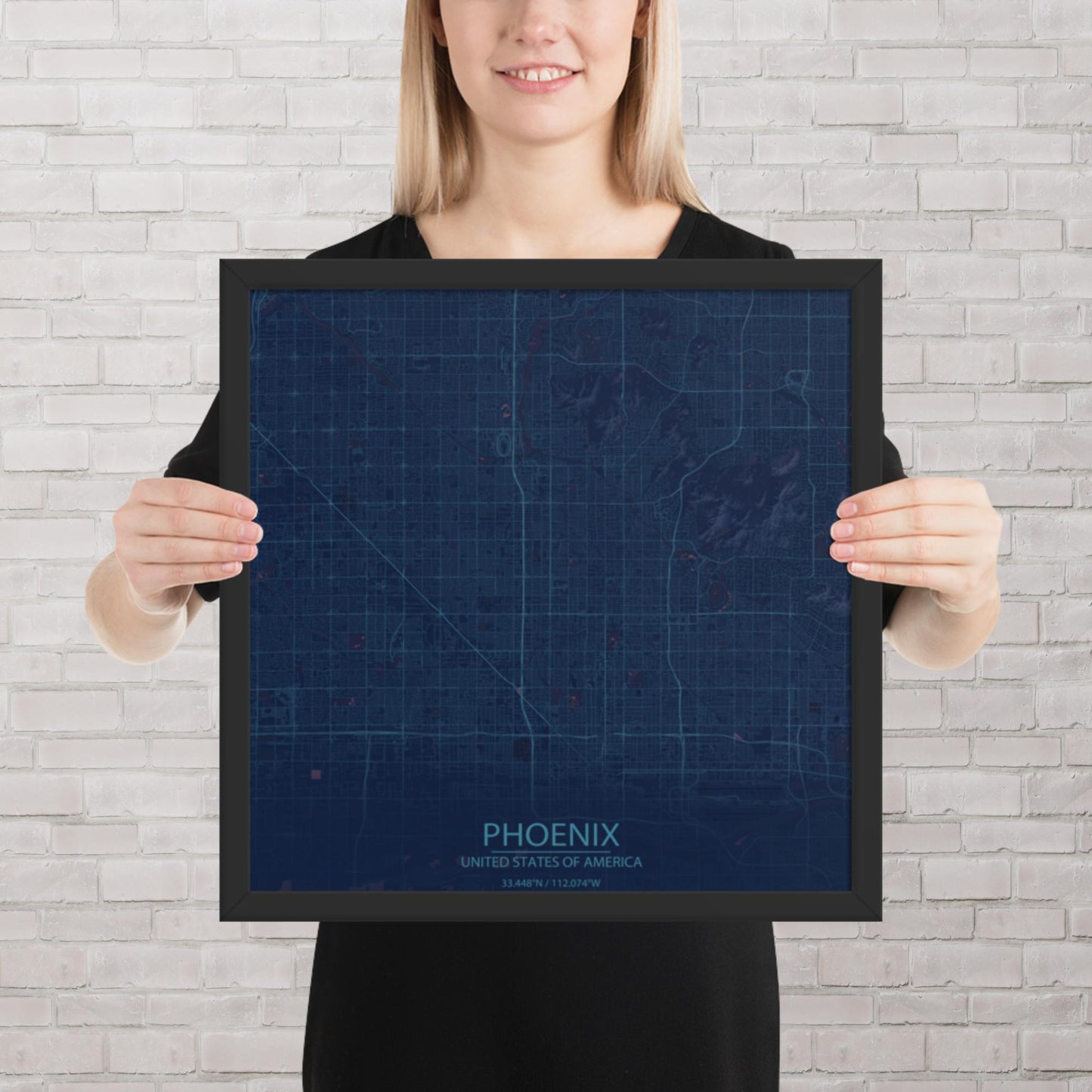 Phoenix Blue and Purple Framed Map